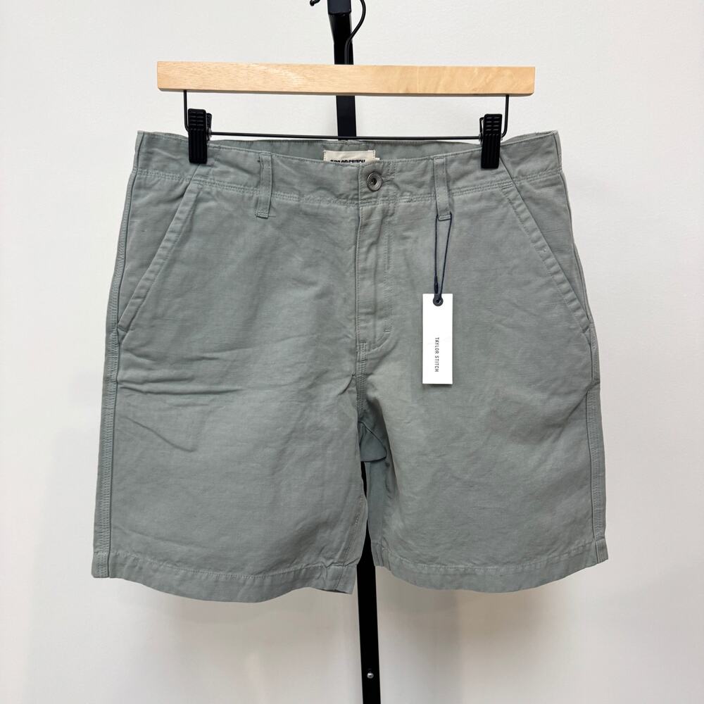 Taylor Stitch The Morse Linen Blend Slate Slub Shorts 32 NEW Cotton Chino Bottom